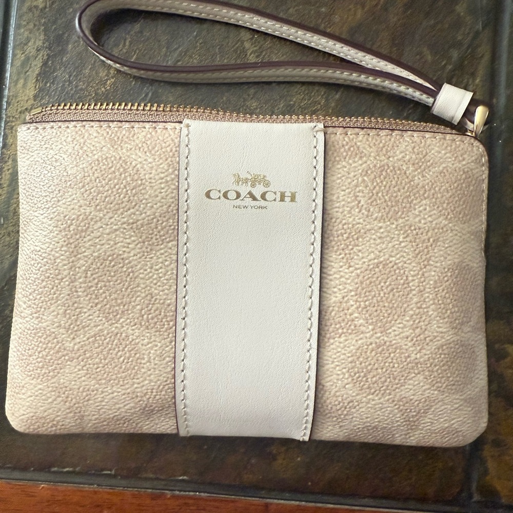 Coach Light Tan Wristlet Clutch